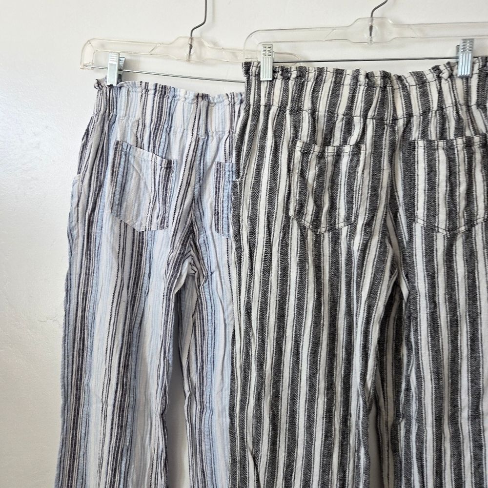 Belle Du Jour Linen Stripe Beach Pants Bundle Of Two Vacation Lightweight Small - Picture 12 of 14